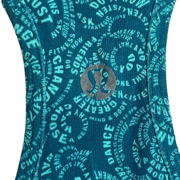 Lululemon Tank Top Women's Size 6 Curly Says Pattern Blue Tank Top - Picture 3 of 11